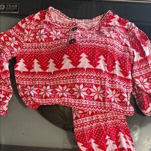 Children's Red & White Holiday Tree Pajama Set